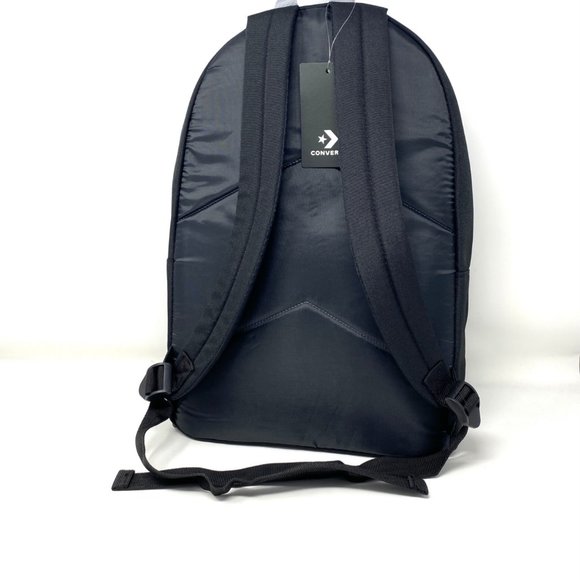 CONVERSE Men's Backpack 2 Zipper 10019373-001 Chenille Day Pack Black CTAS Patch - Picture 3 of 5